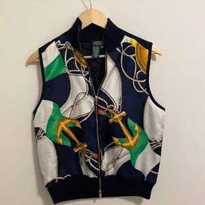 Lauren Ralph Lauren silk nautical sleeveless zippered vest
